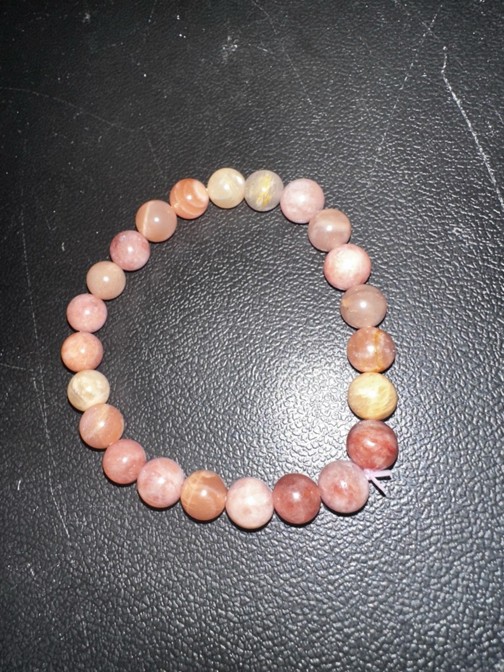 Natural Sunstone & Moonstone Beaded Stretch Bracelet